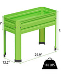 Elevated Raised Garden Bed With Legs Heavy Duty Galvanized Steel Planter Box For Vegetables, Flowers And Herbs shown with dimensions