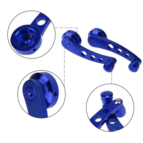 Upgrade Your Ride With These Heavy Duty Billet Aluminum Window Handle Cranks Silvery Fit For Most Cars Replaces Old Winder Kits Durable Anodized Finish Auto Interior Parts blue pair