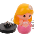 Mermaid Bathtub Stopper Rubber Plug with Chain for Easy Drain featuring a cute pink mermaid design with a black rubber plug.