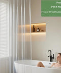 Long Shower Curtain Liner 72 By 75 Inches Clear PEVA Waterproof With Six Magnets for tall showers in a bathroom setting