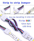 5Pin LED Strip Connector Kit With 16.4Ft RGBW Extension Wire For 12Mm Wide 5050 LED Strips, Solderless RGBW Connector