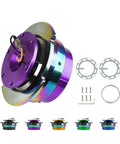 Universal Aluminum Quick Release Steering Wheel Hub Adapter Boss Kit For Cars, Racing Grade Connector, purple and rainbow alloy