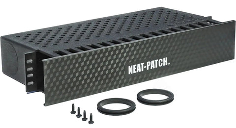 2 Pack 2U Cable Management Unit For Rack Cabling Non Conductive One Piece Molded Design with screws and rings, black