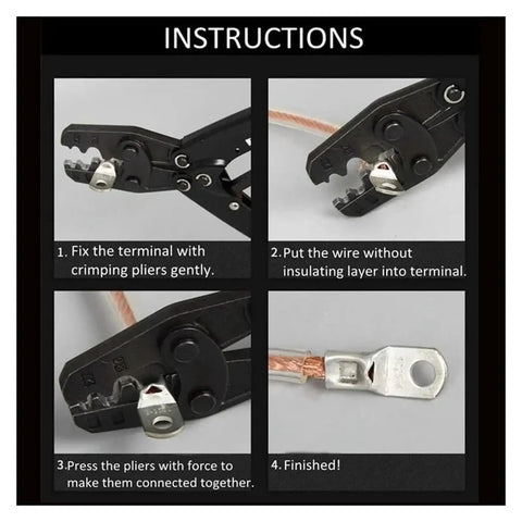 Essential 70 PCS Copper Lug Ring Wire Connectors Cable Crimp Terminal Kit For Solid Gold Plated SC6 To SC25 Electrical Wiring Projects That Are Total Gears. crimping pliers instructions showing ring terminal installation