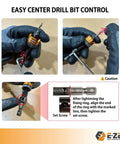 Depth Adjustable Countersink Drill Bit With Tool Free Depth Adjustment And Knurled Lock Collar Set shown in use with gloved hands.