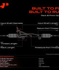 Electronic Power Steering Rack And Pinion Assembly For Kia Soul 2014 2019 specs diagram highlighting dimensions and threads.
