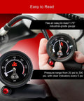 High Pressure Suspension Pump For Motorcycle And Bicycle Air Forks Shocks And Dropper Posts 20 To 300 Psi gauge close-up
