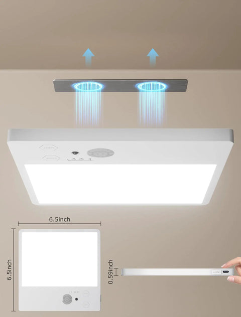 Battery Powered Motion Sensor LED Light With Remote, Magnetic Dimmable Closet Shower Light dimensions and installation.