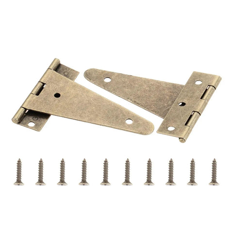 4 Pcs Flat T Hinges With Screws For Barn Gates, Wooden Boxes, Cabinet Doors And Windows, Vintage Decoration Hinge Hardware