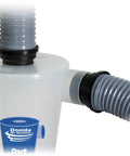 Total Game Changer DIY Cyclone Separator Kit For Wet And Dry Shop Vacs With Universal Adapter Set That Knocks Out Ninety Nine Percent Of Fine Sawdust Keeps Filters Fresh And Maintains Killer Suction All Day Long Clear View Window showing hoses attached to separator.