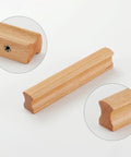 Slick Beech Wood Cabinet Pulls Set Of 4 With 96mm Hole Spacing Drawer Handles, showing lacquer finish and easy install holes.
