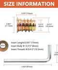 40 Pcs M6 x 15mm Threaded Inserts For Wood Furniture Nut Connectors With Hex Socket Drive And Allen Wrench Included shown with dimensions