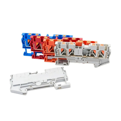 50 Pack PT 2.5 Quattro 4 Wire Terminal Block For DIN Rail With Spring Clamp Quick Safe Electrical Connection 0.5mm2 Compact