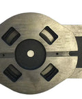 Dead Center 4 Inch Precision Accu Lock Milling Vise With Smooth Swivel Base showing flat underside with aligned grooves for secure clamping.