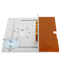 Heavy Duty Aluminum Router Table Insert Plate Set For Woodworking Benches Durable Milling Flip Board showing measuring scale and components.