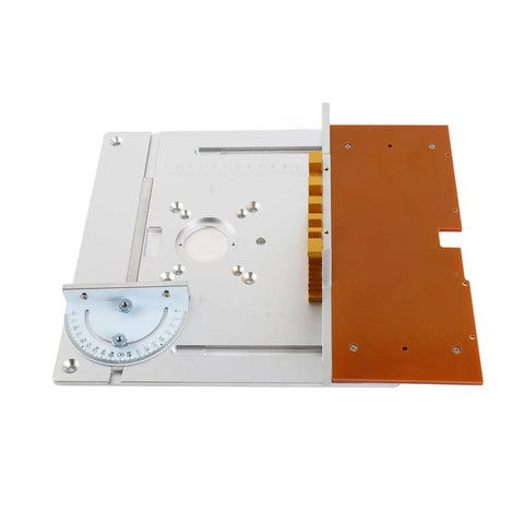 Heavy Duty Aluminum Router Table Insert Plate Set For Woodworking Benches Durable Milling Flip Board showing measuring scale and components.
