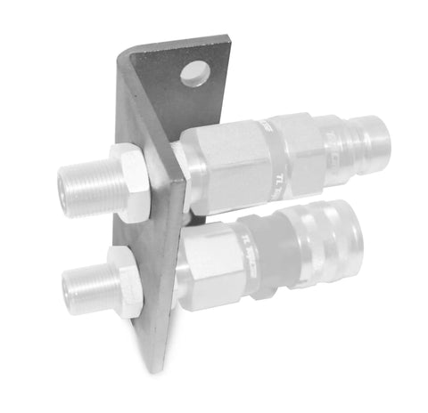 Mounting Bracket For One Half Inch JIC Eight Bulkhead Hydraulic Coupler Heavy Duty Steel And Aluminum Construction With Unfinished Finish USA Made Hydraulic Fitting Support Mount showing side view with attachment holes.