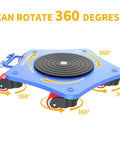 Amarite Heavy Duty Machine Skates 8800 Lb Capacity With Integrated Casting Frame And Five X 360 Degree Swivel Rollers on blue base.