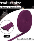 Purple Ito Sageo Wrapping Cord 5m Silk Cotton Blend 0.51 Inch Wide For Katana Tsukamaki Handle Wrapping And Samurai Sword Rope