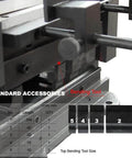 Close-up of bending tool accessories for Compact 8 Inch Manual Sheet Metal Shear And Brake Combo For 20 Gauge Steel 90 Degree Bends