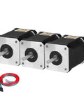 Three NEMA 17 bipolar stepper motors with 1 m cables; 42x60mm, 1.8° per step, for 3D printers and DIY CNC.