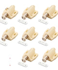 Top Shelf White Cabinet Push To Open Latches 8 Piece Set featuring beige magnetic door dampers for smooth close operation.
