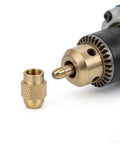 Ultimate 11 Pc Replacement Drill Chuck Collet Set With Copper Nuts Mini Bits High Rotary Tool Parts Heavy Duty 8mm Tail close-up of chuck and copper nut.