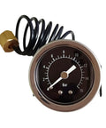 16 Bar Espresso Pressure Gauge For Home Baristas And Small Cafes Pro Grade Metal Espresso Pressure Meter Tool For Precision Coffee Brewing Boss Level Durable Gauge For Espresso Machines And Maker Components, front view with coiled tube