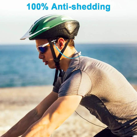 Cyclist wearing sunglasses with 5 Pack Premium Leather Eyeglass Straps Anti Slip Eyewear Chains Lanyard during ride