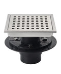 6 Inch Brushed Nickel Square Shower Drain With Adjustable Base Flange In SUS304 Stainless Steel High Flow Floor Drain Cover