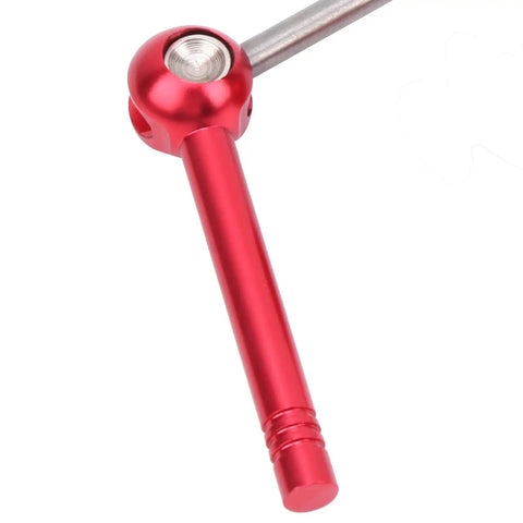 Close-up of a red Titanium Alloy Quick Release Skewer Lever For Mountain And Road Bikes, Ultra Lightweight Wheel Fastener