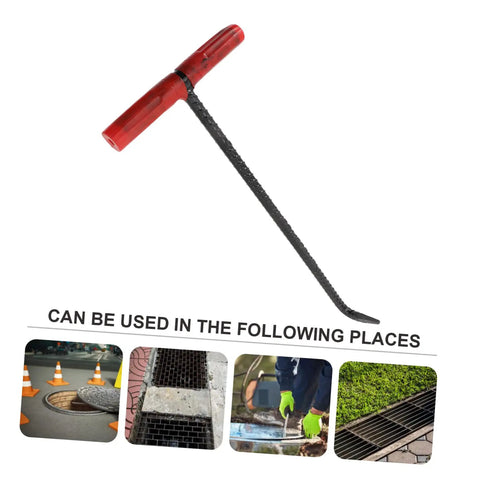 Heavy Duty Multi Function Manhole Cover Lifter With Thick T Shaped Handle For Roller Shutters And Sliding Doors Top Notch No Sweat Pulling Tool Set Pro Grade on display with usage examples.