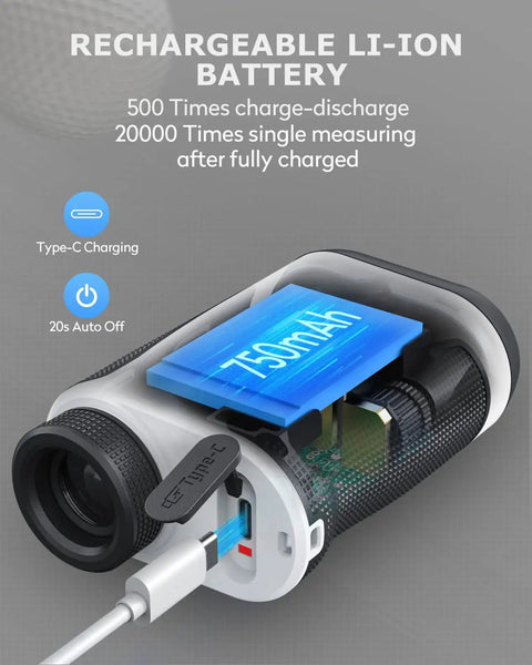 X1 Golf Range Finder With 660 Yard Range Slope On Off Magnetic Flag Locking 7X Magnification Rechargeable Li-ion Battery