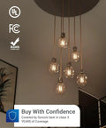 Suspended Edison filament bulbs, showcasing 10 Pack G25 LED Globe Vanity Light Bulbs For Bathroom And Bedroom, 3000K Warm White.
