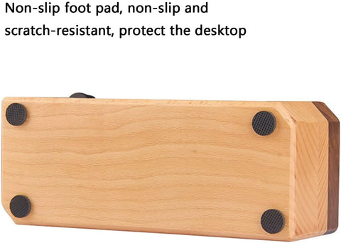 Sturdy Wood Espresso Tamper Holder And Coffee Grind Catch Tray With Non Slip Grip, showing non-slip pads for stability.