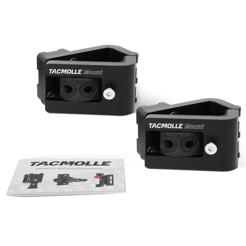 2 Pack Tactical Gun Rack For MOLLE Panels Automotive Rifle Holder with installation manual, 1 Inch Slot Flat Mount