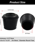 Top Shelf Black Rubber Chair Leg Tips And Furniture Glides Sixteen Piece Set size diagram showing 1.34" height and 0.75" diameter.