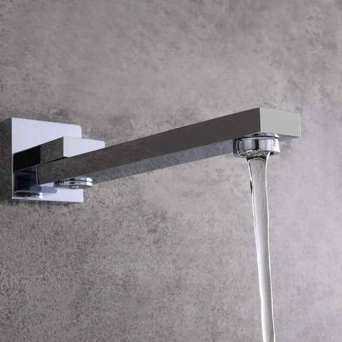 Waterfall Wall Mounted Bathtub Faucet With Hand Shower, 180 Degree Swivel Spout, Single Handle Tub Filler, Solid Brass Chrome Finish