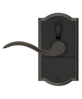 Keyless Entry Lock With Accent Lever In Aged Bronze, Electronic Door Lock With Auto Lock Or Unlocked Modes, Pre Programmed Codes For No Key Hassle Family Access, Up To 19 Codes, Cylinder Free Design For Modern Front Door Security. Front view.