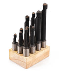 Twelve Piece Boring Bar Set With Three Quarter Inch Shank And C6 Carbide Tips For Lathe Tools Kit With Storage Base