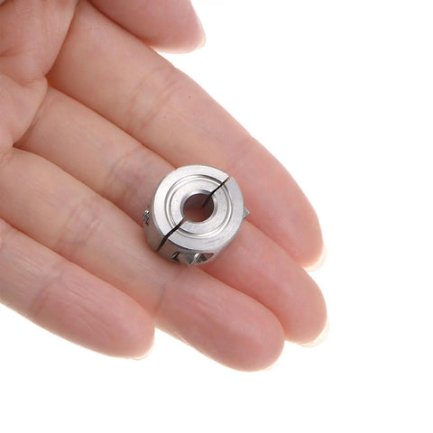 Two Piece Clamp On Shaft Collar For One Quarter Inch Shaft, Eleven Sixteenth Inch Outside Diameter, Five Sixteenth Inch Width, 304 Stainless Steel Axle Collar Clamp, Set Screw Style, Holds Tight, Durable Anti Corrosion Positioner Stop Spacer on hand