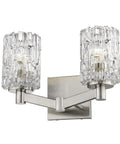 Two Light Vanity Fixture With Crystal Glass Shades In Chrome Finish Modern Luxe Bath Light For Transitional Spaces