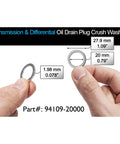 Honda And Acura Rear Differential And Automatic Transmission Plug Washers Aluminum Crush Washers For Leak-Proof Seal Easy DIY