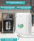Heavy Duty 3000W Step Down Transformer 220V to 110V Converter for US Appliances next to a coffee maker