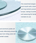 Close-up of Large Round Lazy Susan Turntable Glides Smooth As Butter Dual Plate Connection Heavy Duty Tempered Glass Serving Tray.