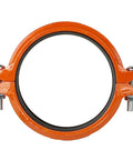 12 Inch Flexible Coupling For Fire Protection And Industrial Piping Handles 300 Psi Angular Deflection with durable orange cast iron design.