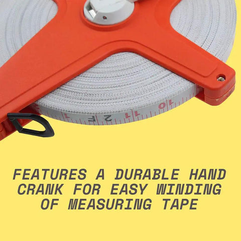 Open Reel Tape Measure With Retractable Blade, 300 Feet Dual Sided Tape For Track And Field, Long Jump, Construction, Workshop, Crafts, Real Handy Wind Crank, Durable Measuring Reel For Any Job with hand crank detail