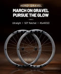 Aero Plus Gravel Wheels With Wing 32mm Inner Width Carbon Wheelset, 20 Spokes, Ratchet System Bearing Hub, front view