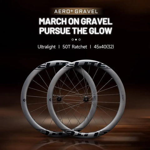 Aero Plus Gravel Wheels With Wing 32mm Inner Width Carbon Wheelset, 20 Spokes, Ratchet System Bearing Hub, front view