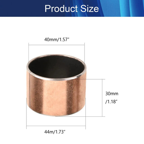 Rock Solid Smooth Operator Sleeve Bearing 40mm Bore By 44mm Outer Diameter By 30mm Length Carbon Steel Bronze Alloy Oilless Bushings product size image